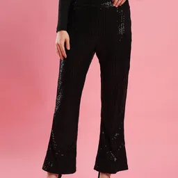 Globus Women Sequinned Flared Bootcut Trousers-image-78