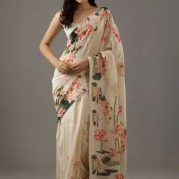all about you Floral Pure Linen Ikat Saree-60