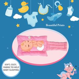 Toddylon Baby Bedding Set Mattress with Mosquito Net & Sleeping Bag - Pink image 4