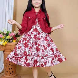 JIYAN FASHION WORLD Girls Floral Printed Fit & Flare Dress-image-26