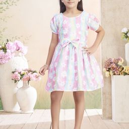 Aarika Floral Print Flutter Sleeve Fit & Flare Dress-picture-13