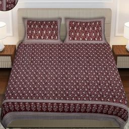 Myntra Elegant Homes Maroon & White Floral 144 TC Queen Bedsheet with 2 Pillow Covers-image-29