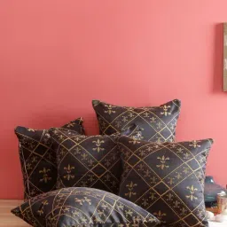 Romee Navy Poly Cotton Cushion Covers (30 x 30 cm) - Set of 5-14