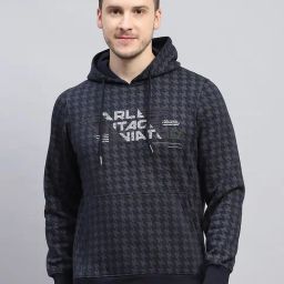 Monte Carlo Navy Blue Regular Fit Printed Hooded Sweatshirt-image-14