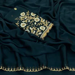 K 5 Fashion Ethnic Motifs Embroidered Pure Chiffon Saree-image-11