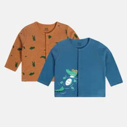 MINIKLUB Boys Brown & Blue Printed Full Sleeves T-Shirt (Pack Of 2)-picture-26