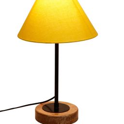 Devansh Yellow & Brown Solid Traditional Table Lamp with Shade image 5