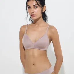 Superstar by Westside Mauve Lace-Detailed Padded Bra-image-10