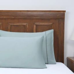 Maspar Solid Blue 300 Cotton Standard Pillow Case Set-image-94