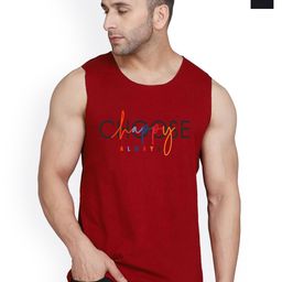 SLOWLORIS Pack Of 2 Printed Combed Cotton Gym Vests VSL26 CMB(CHS MAROON)(KEEP BLACK)-image-82