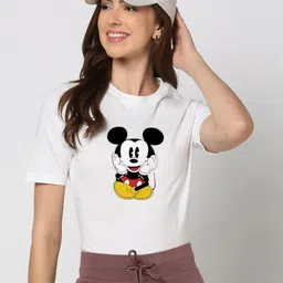 HESHA Mickey Mouse Printed Round Neck Pure Cotton T-Shirt-image-63