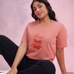 DressBerry Curve Plus Size Conversational Print Pure Cotton Regular Fit T-shirt-image-19