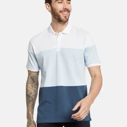 Octave Air-Force Cotton Regular Fit Colour Block Polo T-Shirt-image-20