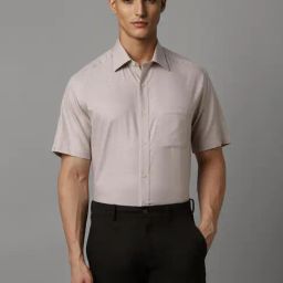 Louis Philippe Brown Cotton Regular Fit Texture Shirt-image-56