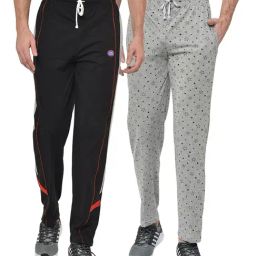 Vimal Jonney Black & Grey Regular Fit Trackpants - Pack of 2-image-68