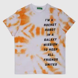 United Colors of Benetton Kids Orange & White Cotton Printed T-Shirt-picture-38