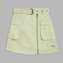 Elle Kids Kids Olive Cotton Regular Fit Skirt-image-76