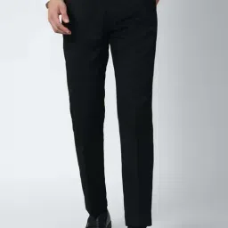 Peter England Black Slim Fit Trousers-picture-46