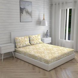 Boutique Living Iris Gaze Printed Multicolor 160 TC Cotton Queen Bed Sheet with 2 Pillow Covers-image-29