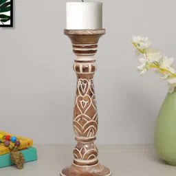 Homesake Brown Wood Small Pillar Candle Stand-image-25