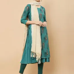 Soch Beige Cotton Plain Dupatta-16