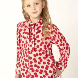 Cherry Crumble By Nitt Hyman Kids Peach & Red Printed Top-0