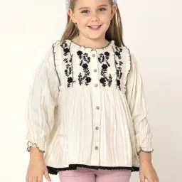 Cherry Crumble By Nitt Hyman Kids Beige Embroidered Top-image-24