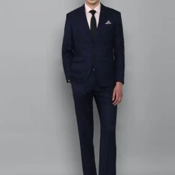 Luxure By Louis Philippe Navy Blue Slim Fit Checks Two Piece Suit-image-30