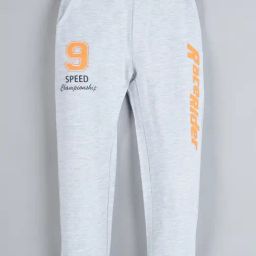 Plum Tree Kids Grey & Orange Cotton Printed Joggers-image-77