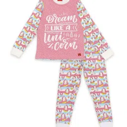 H by Hamleys Girls Pink & White Printed Full Sleeves T-Shirt With Joggers-image-98