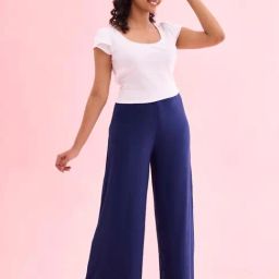Go Colors! Navy Solid Palazzo-image-50