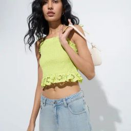 Nuon by Westside Lime Smocked Cotton Top-picture-42