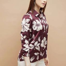Code By Lifestyle Wine Regular Fit Floral Print Shirt-picture-30