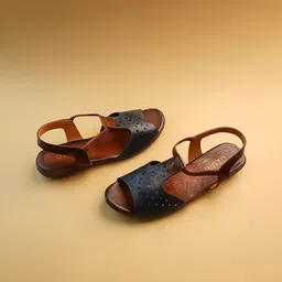 Ozuri Women Textured Open Toe Flats with Laser Cuts image 2