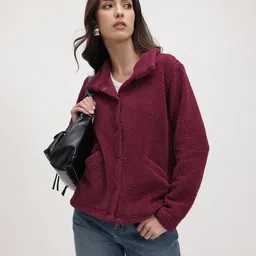 The Roadster Lifestyle Co. Solid Sherpa Jacket-image-37