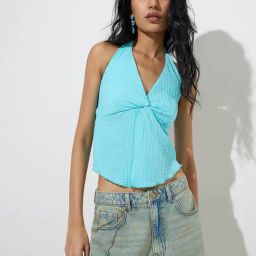 Nuon by Westside Aqua Self-Textured Top-22