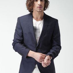 SELECTED Navy Woollen Slim fit Single-Breasted Blazer-image-42