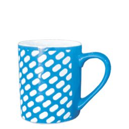 GOODHOMES Set Of 6 White & Blue Embossed Design New Bone China Mugs image 3