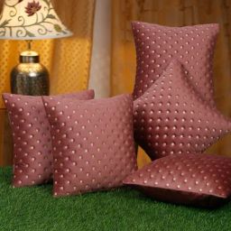 HOSTA HOMES Green Polyester Cushion Covers - Set of 5-image-3