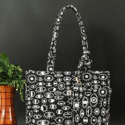 Bagsy Malone Black & White Textured Medium Tote Handbag-11