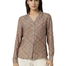 Van Heusen Brown Geometric Formal Shirt-image-65