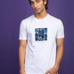 Rare Rabbit White Cotton Graphic Slim Fit T-Shirt-picture-22