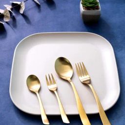 ROXX Golden Stainless Steel Grace Ss Cutlery Matt Dinner Spoon With Gift Box - Set of 24-image-56