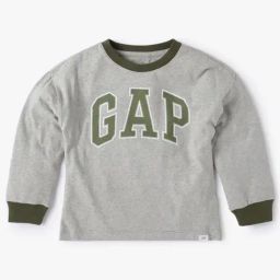 GAP Boys Ltgrey Cotton Embroidered T-Shirt-image-4