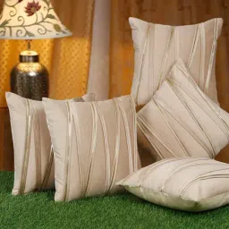 HOSTA HOMES Cream Polyester Cushion Covers - Set of 5-image-13