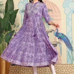 Ishin Purple Printed A-Line Kurta-picture-23