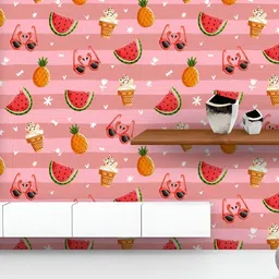 ArtzFolio Printed UV-Resistant Anti-Bacterial Pink Summer Pattern Peel & Stick Wallpaper-image-91
