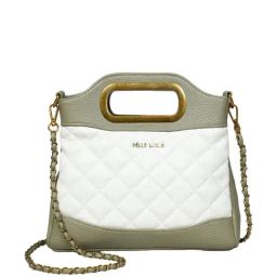 PELLE LUXUR Olive & White Quilted Medium Sling Handbag-picture-12