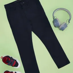 Pantaloons Junior Boys Medieval Blue Cotton Solid Trousers & Pants-image-66