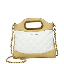 PELLE LUXUR Beige & White Quilted Medium Sling Handbag-picture-21